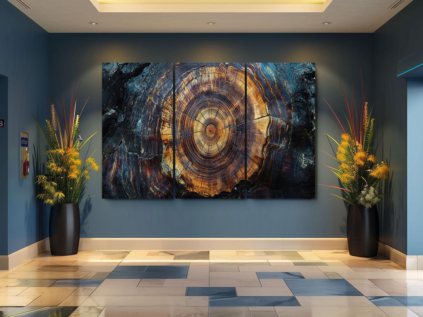 a painting on a wall in a room