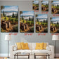 The image is a living room with a white sofa and a coffee table. Above the sofa, there are six framed pictures of vineyards, each with a different size and resolution, ranging from 8x12 to 24x36 inches. The pictures are arranged in a grid-like pattern on the wall, creating a visually appealing display.