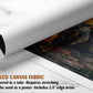 The image is a rolled canvas fabric, which is a type of canvas material used for painting or printing. It is described as a tube-delivered fabric that requires stretching and can be used as a poster with a 2.5&quot; edge.