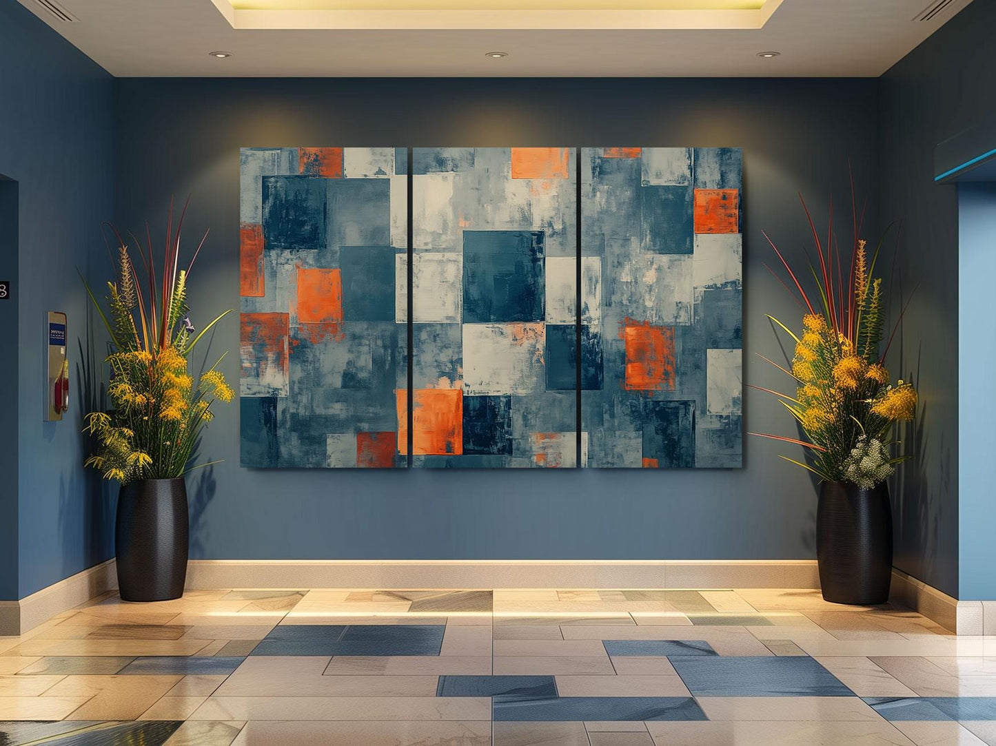 a painting on a wall in a room