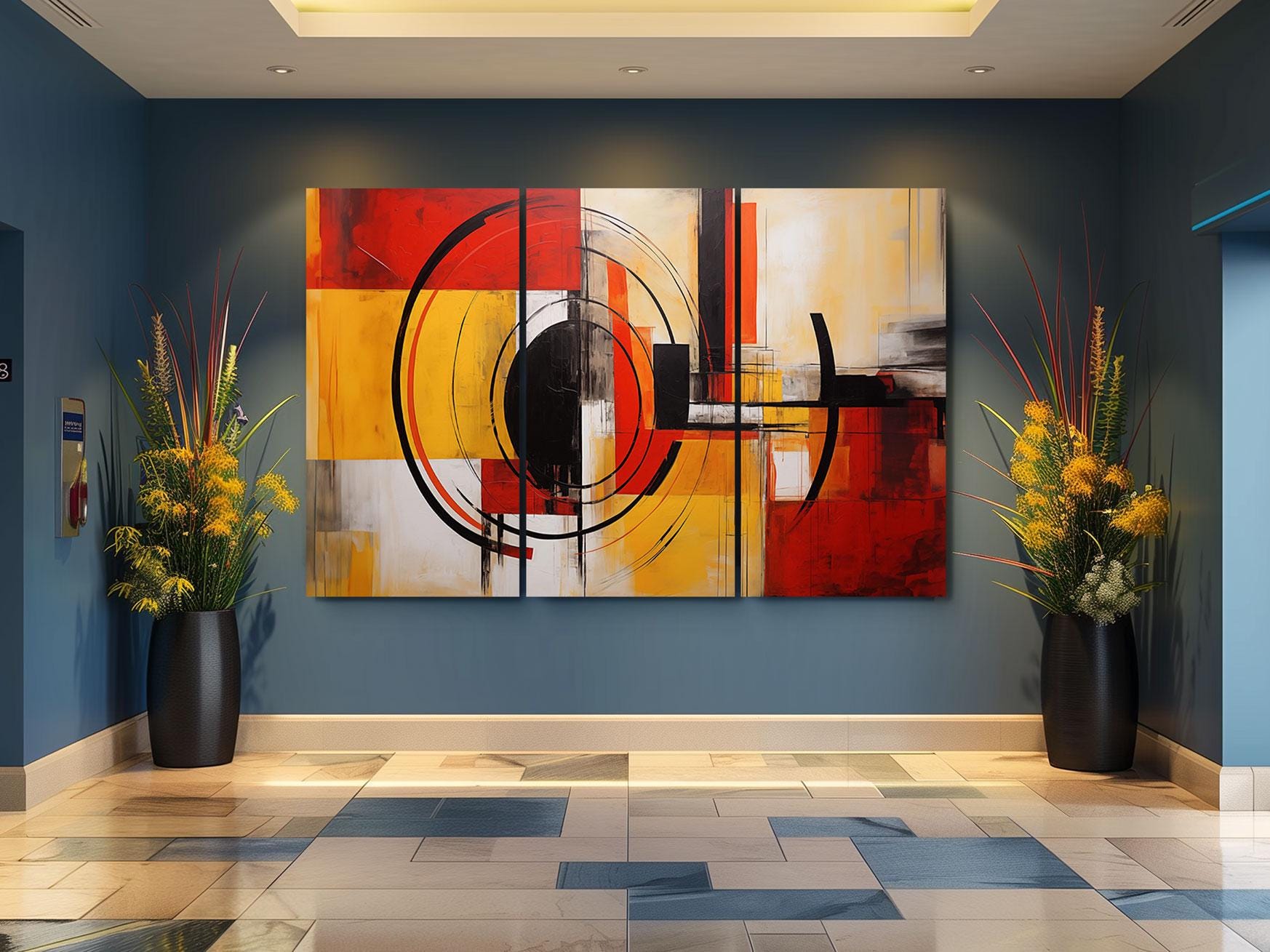 a painting on a wall in a room