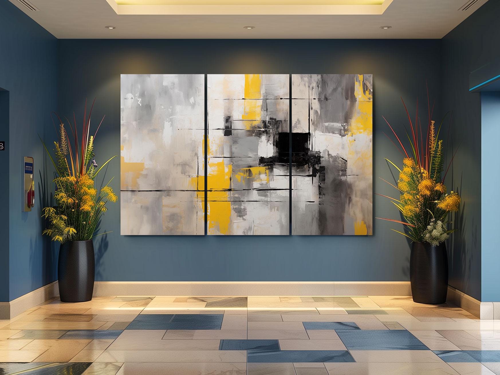 a painting on a wall in a room