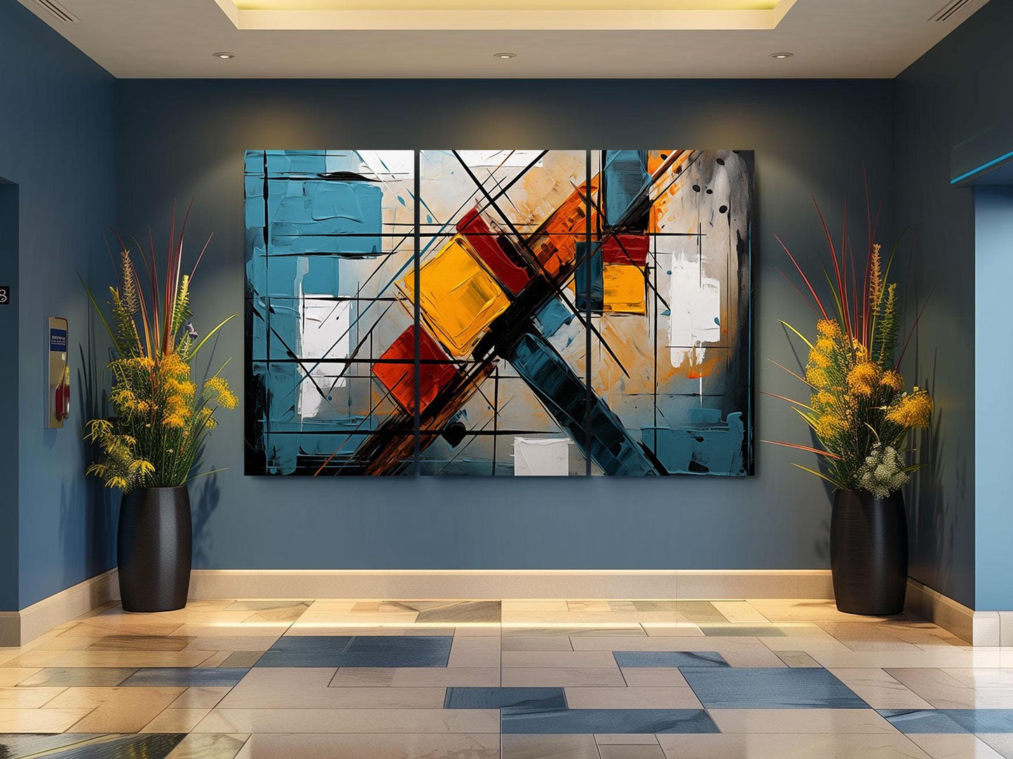 a painting on a wall in a room