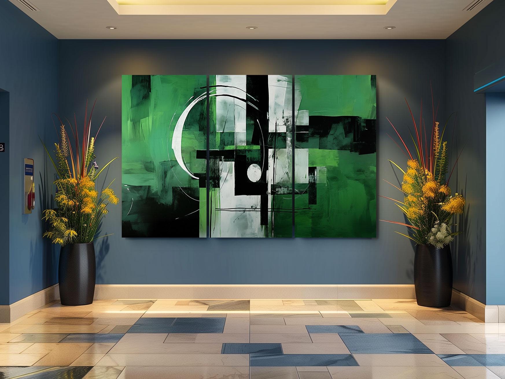 a painting on a wall in a room