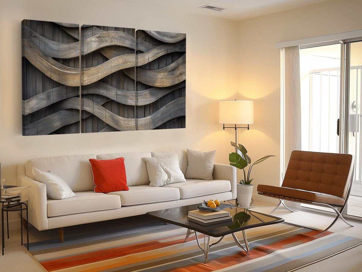 a living room with a white couch and a coffee table
