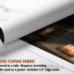 The image is a rolled canvas fabric, which is a type of canvas material used for creating artwork. It is described as a tube-delivered canvas fabric, which means it is delivered in a tube and requires stretching before use. The fabric can be used as a poster, with a 2.5&quot; edge area.