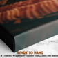 The image is a close-up of a canvas print featuring a wooden frame. The print is described as a &quot;Ready to Hang&quot; and has a depth of 1.5 inches. It is wrapped over a wooden frame and comes with a sawtooth hanger.