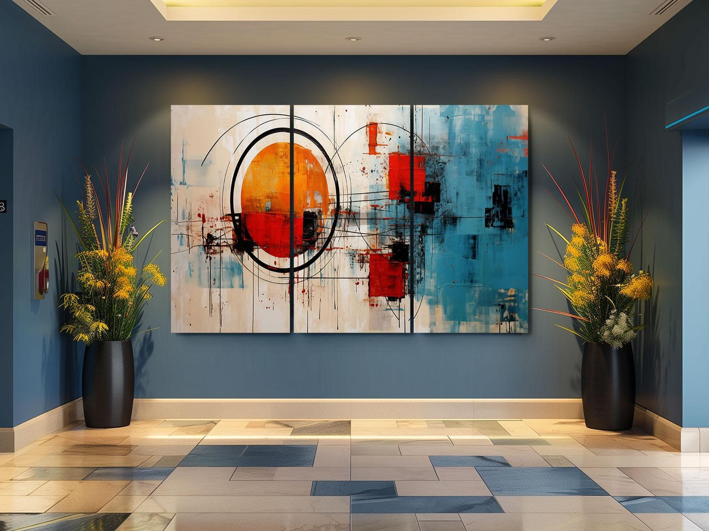 a painting on a wall in a room