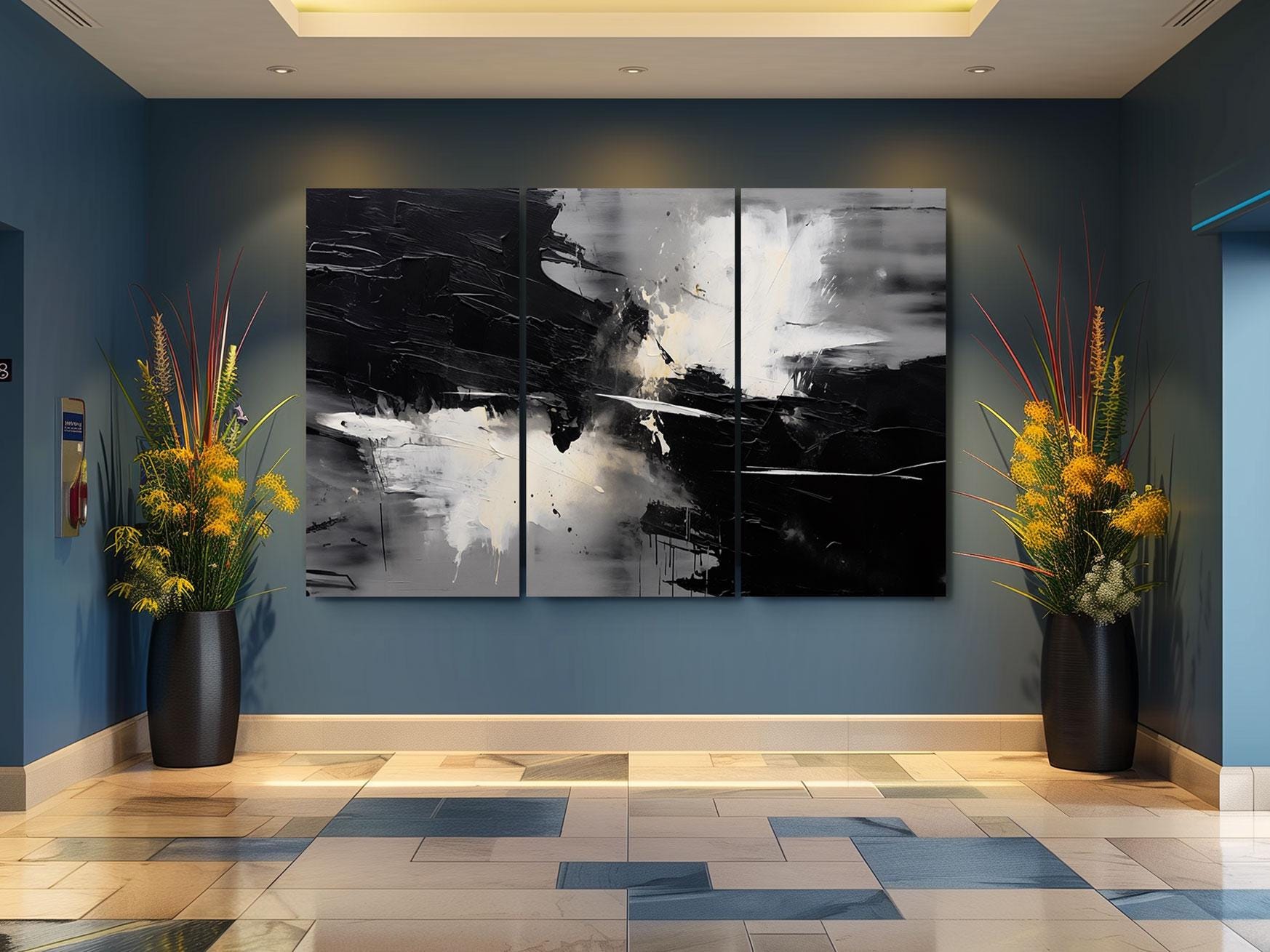 a painting on a wall in a room