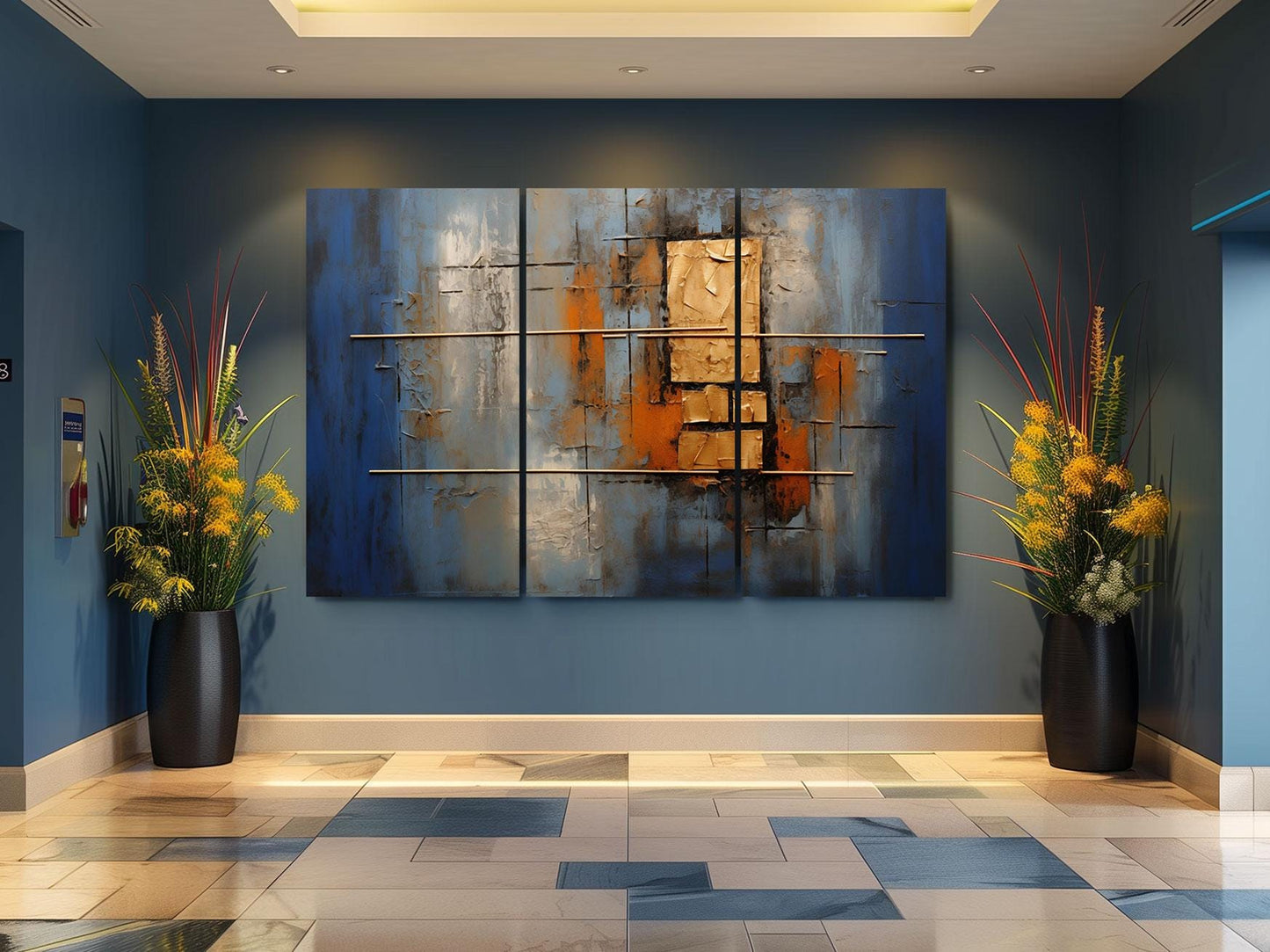 a painting on a wall in a room