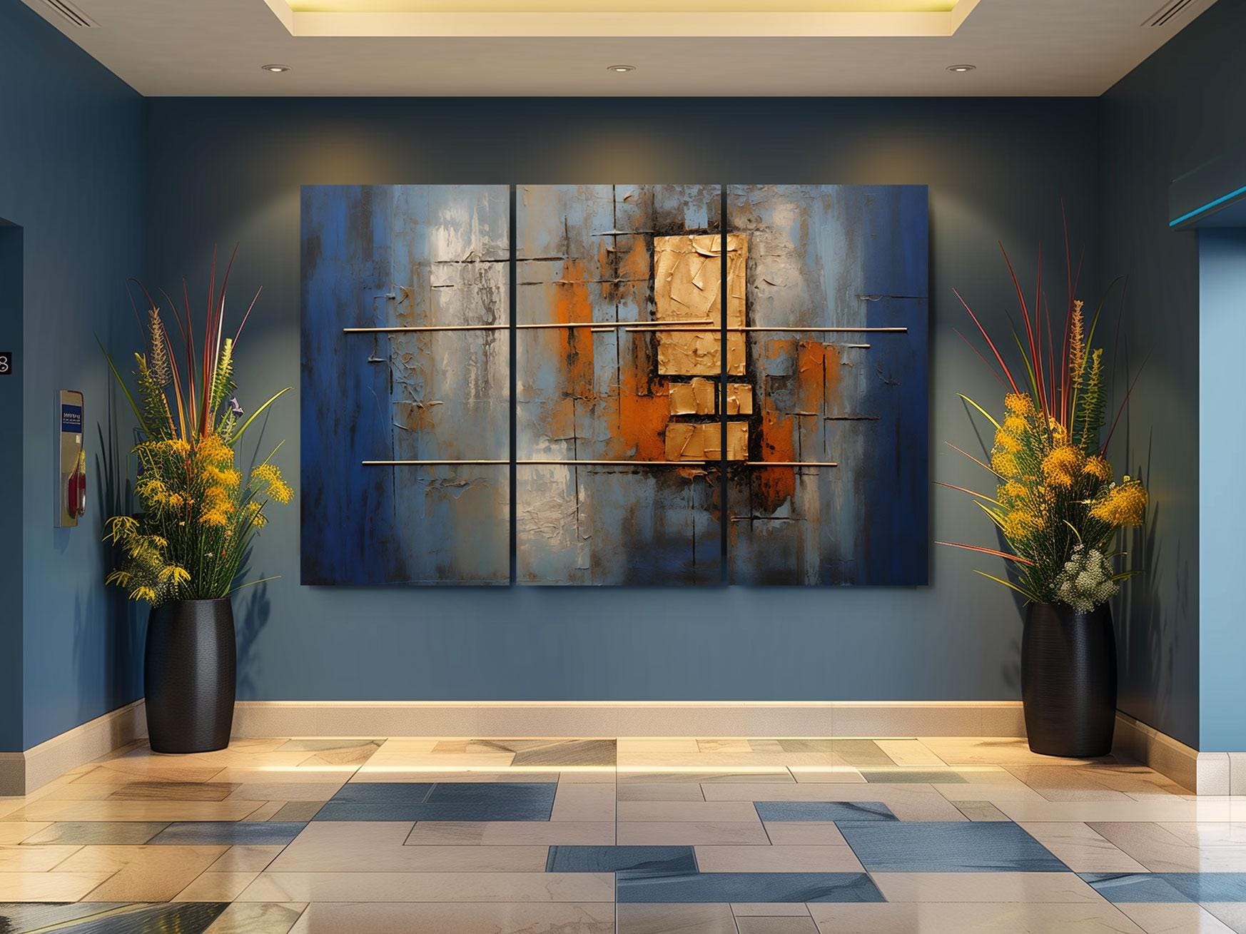 a painting on a wall in a room