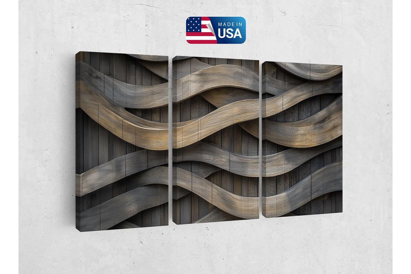 a wall mounted art piece on a wall