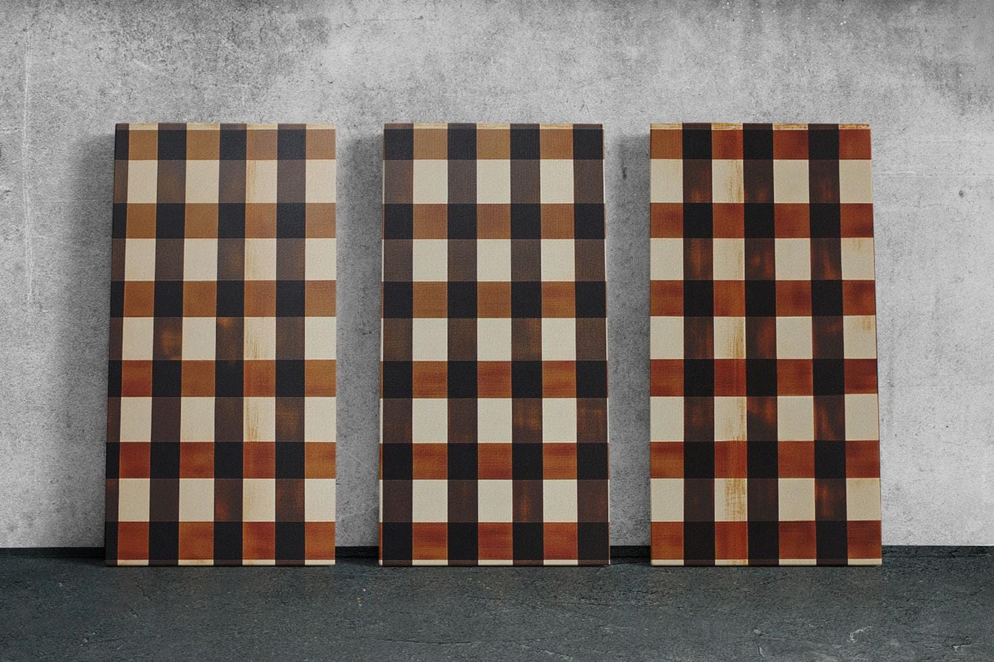 three pieces of wood sitting next to each other