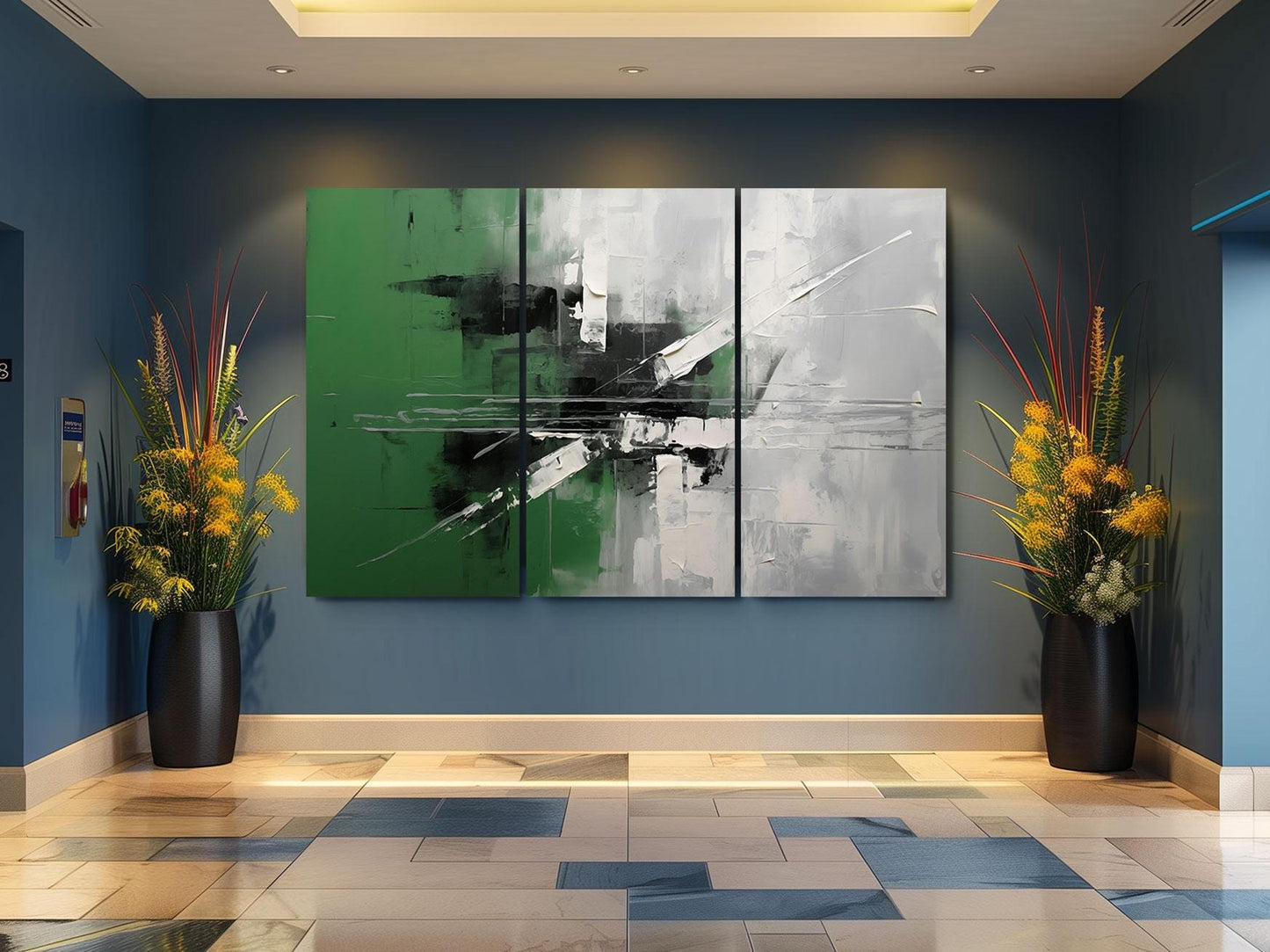 a painting on a wall in a room