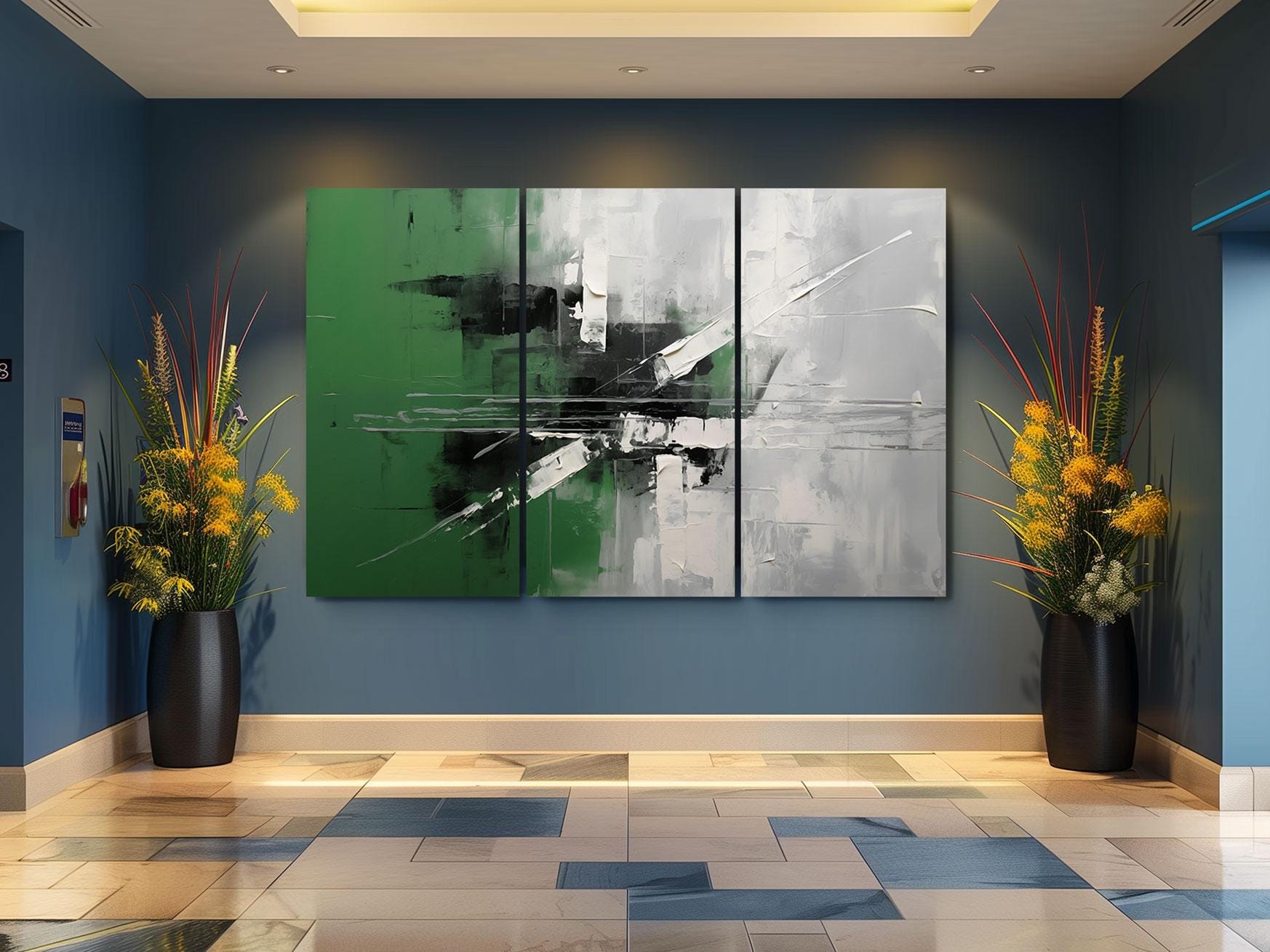 a painting on a wall in a room