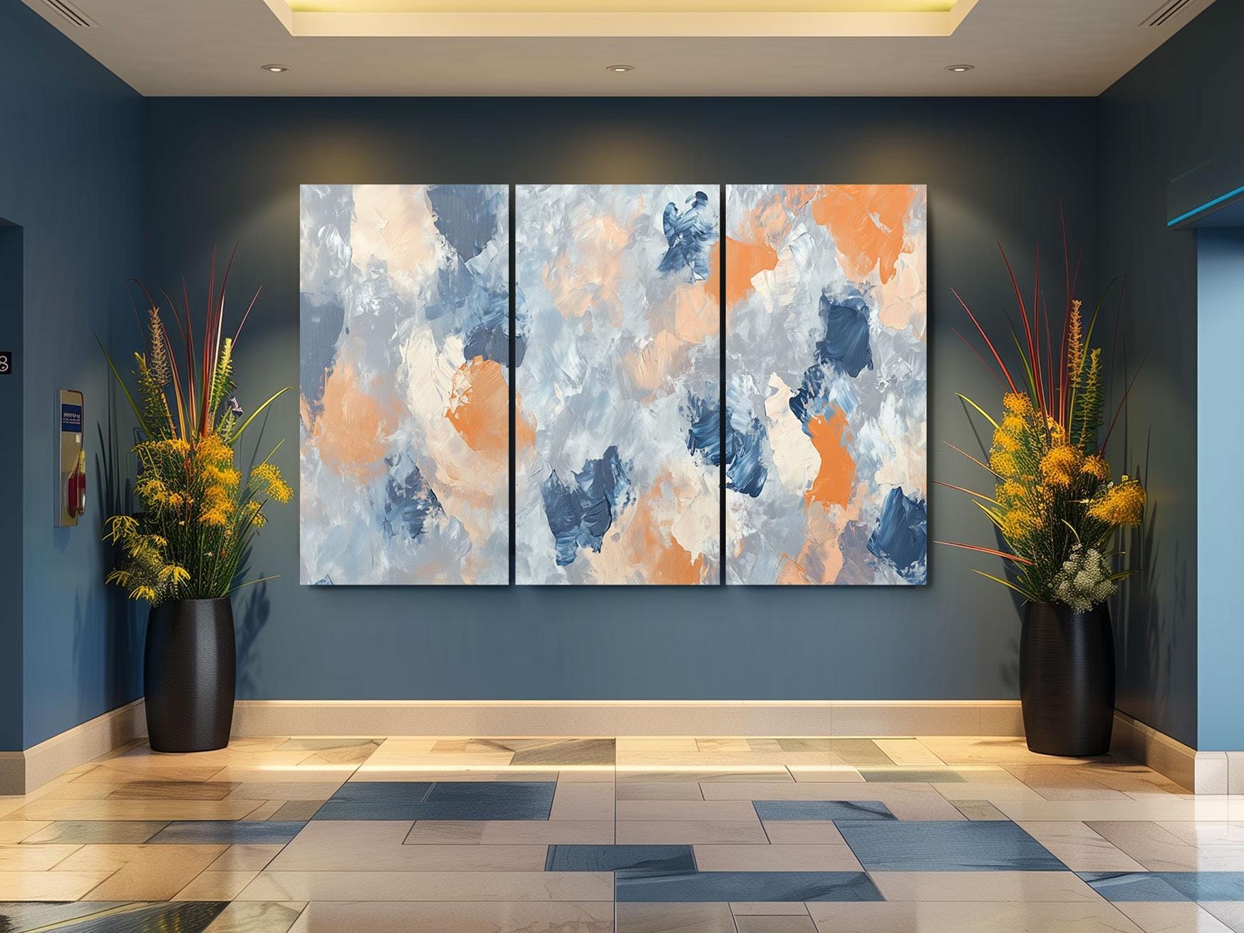 a painting on a wall in a room