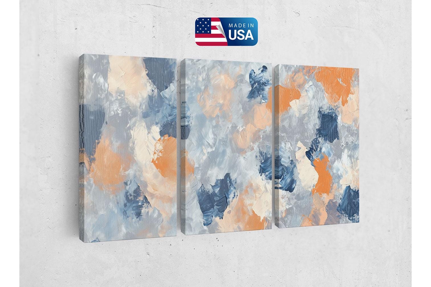 a painting on a wall with a us flag in the background