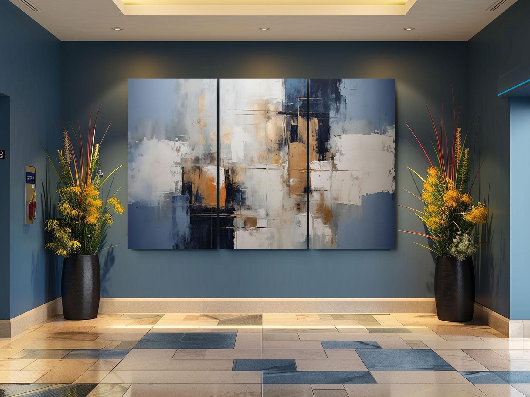 a painting on a wall in a room