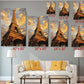 a living room with a white sofa and a coffee table. Above the sofa, there are six framed images of the Eiffel Tower, each with a different size and resolution, ranging from 6 x 12 to 20 x 30. The images are arranged in a grid-like pattern on the wall, creating a visually appealing display.