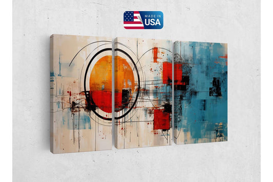 a painting on a wall with a us flag in the background