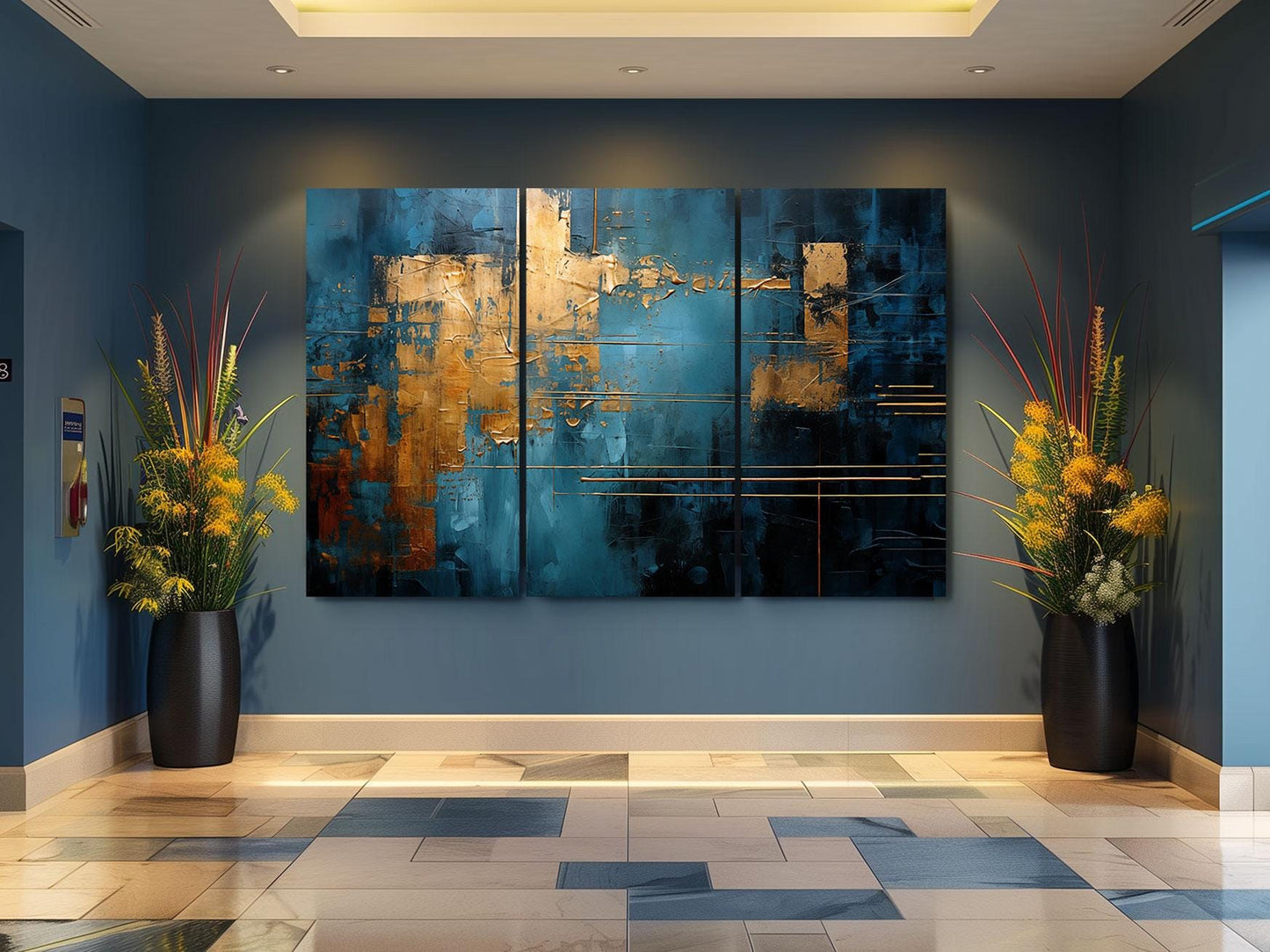 a painting on a wall in a room