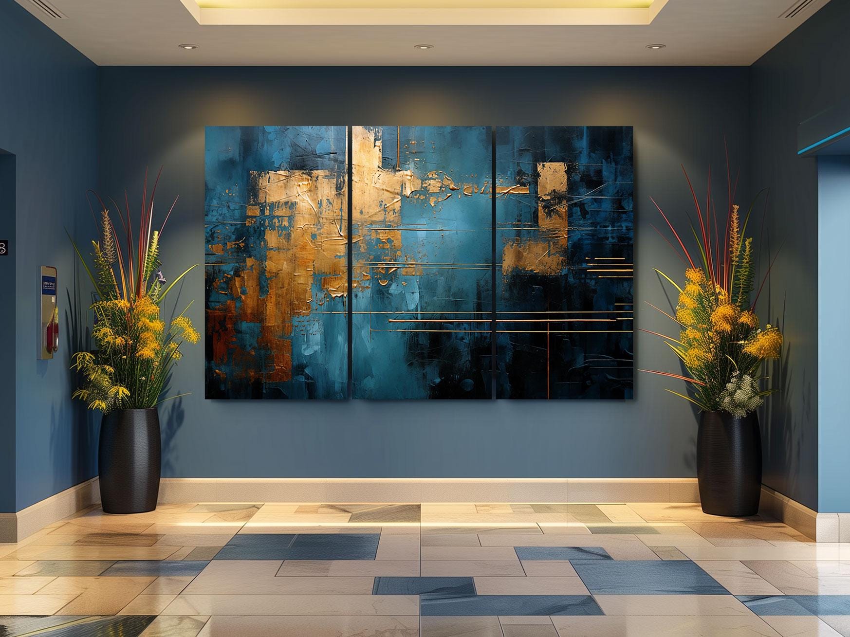 a painting on a wall in a room