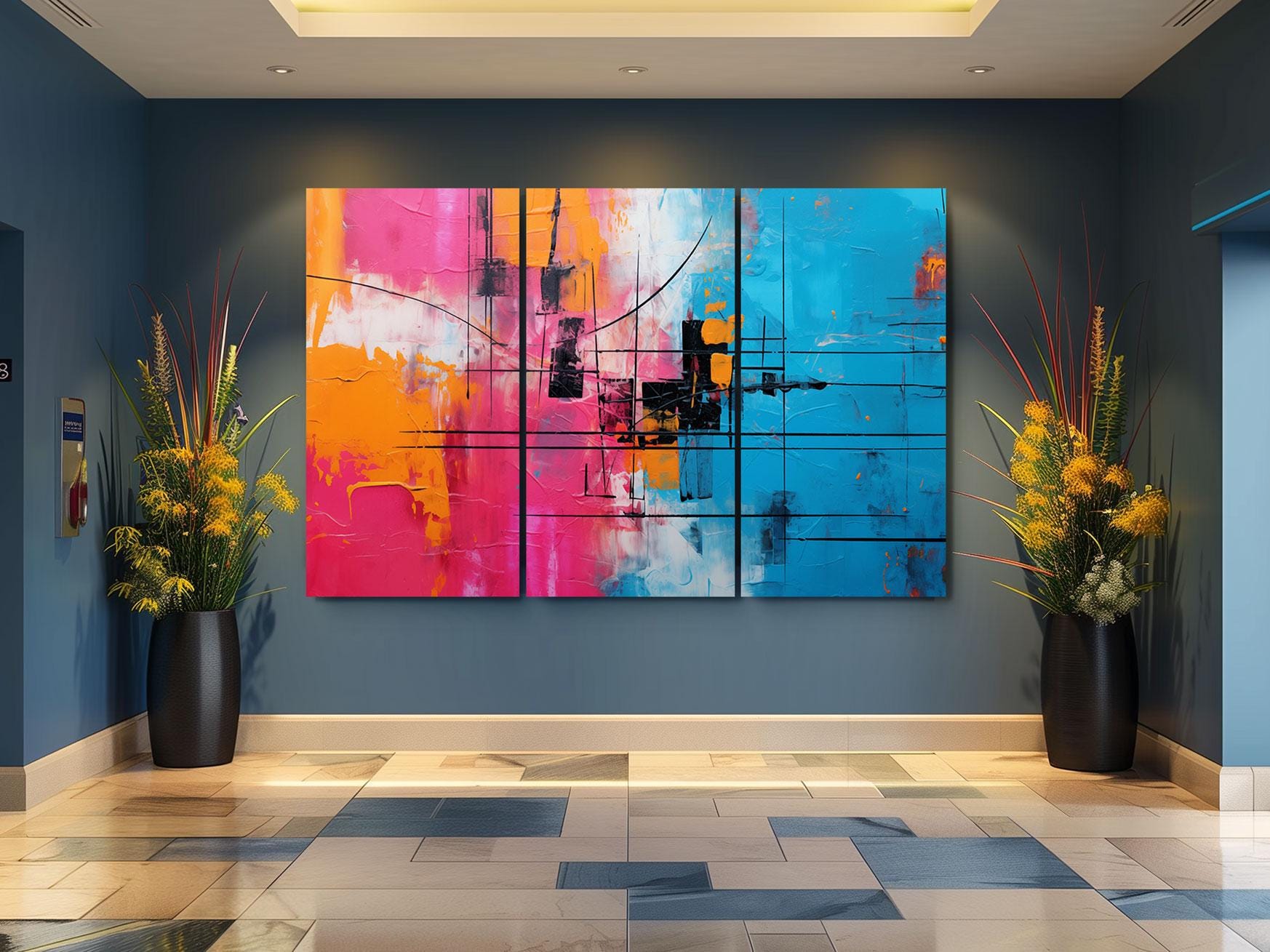 a painting on a wall in a room