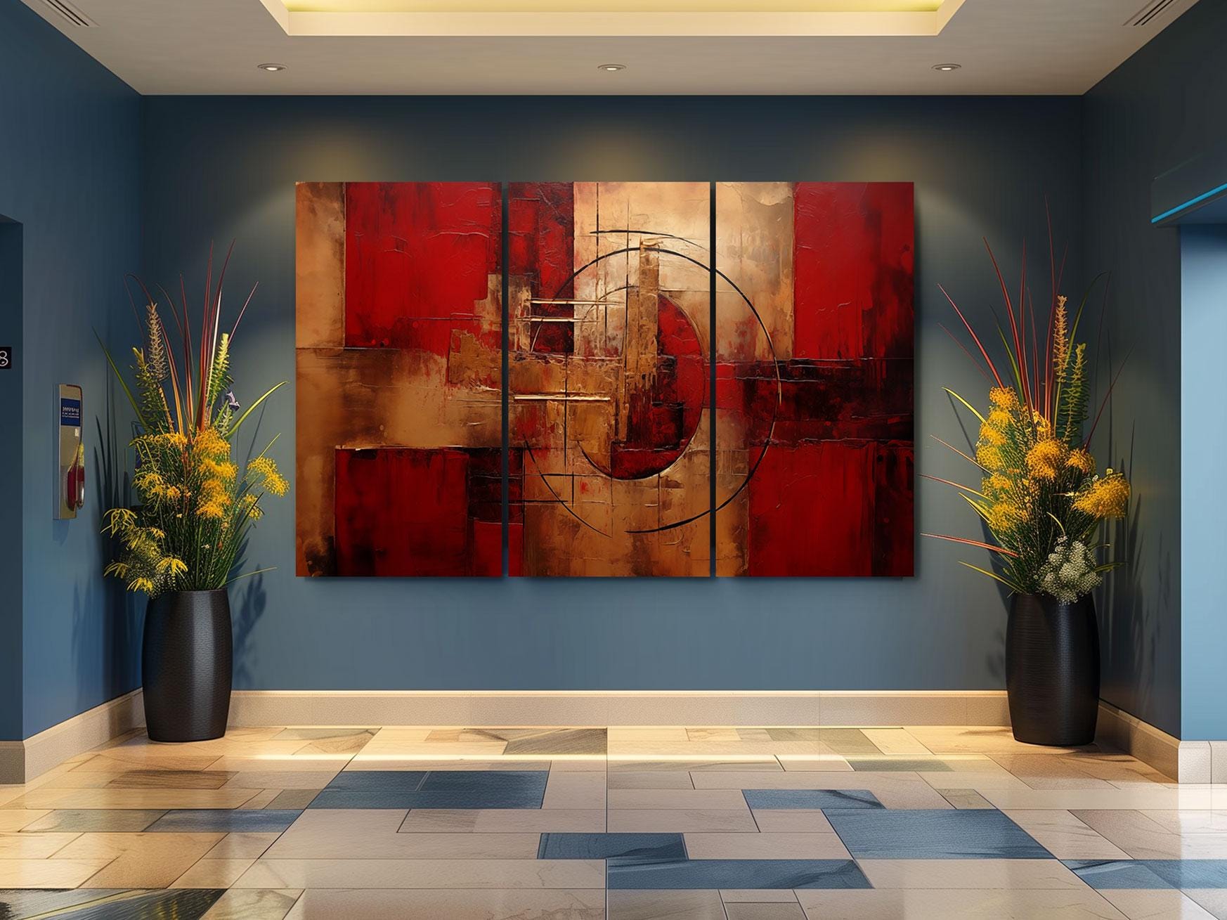 a painting on a wall in a room