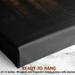 The image is a close-up of a black canvas with a wooden frame, and it is described as a ready-to-hang piece.