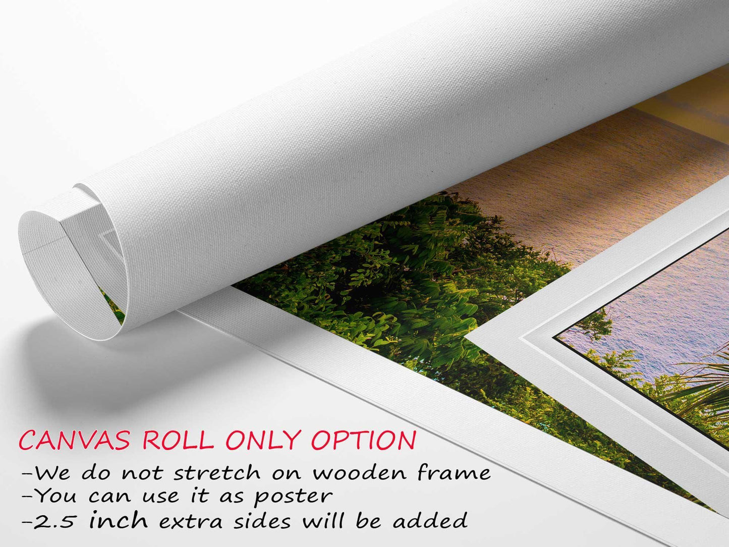 Tropical Sunset Canvas Print - Coastal Wall Art With Open Window Beach View