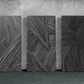 a black and white photo of three abstract paintings