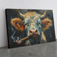Highland Cow Canvas Print – Handmade Rustic Farm Animal Art on Fade Resistant Canvas