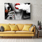Canvas Wall Art - Sexy Lady Smoking Money Motivational Print with Red Lips