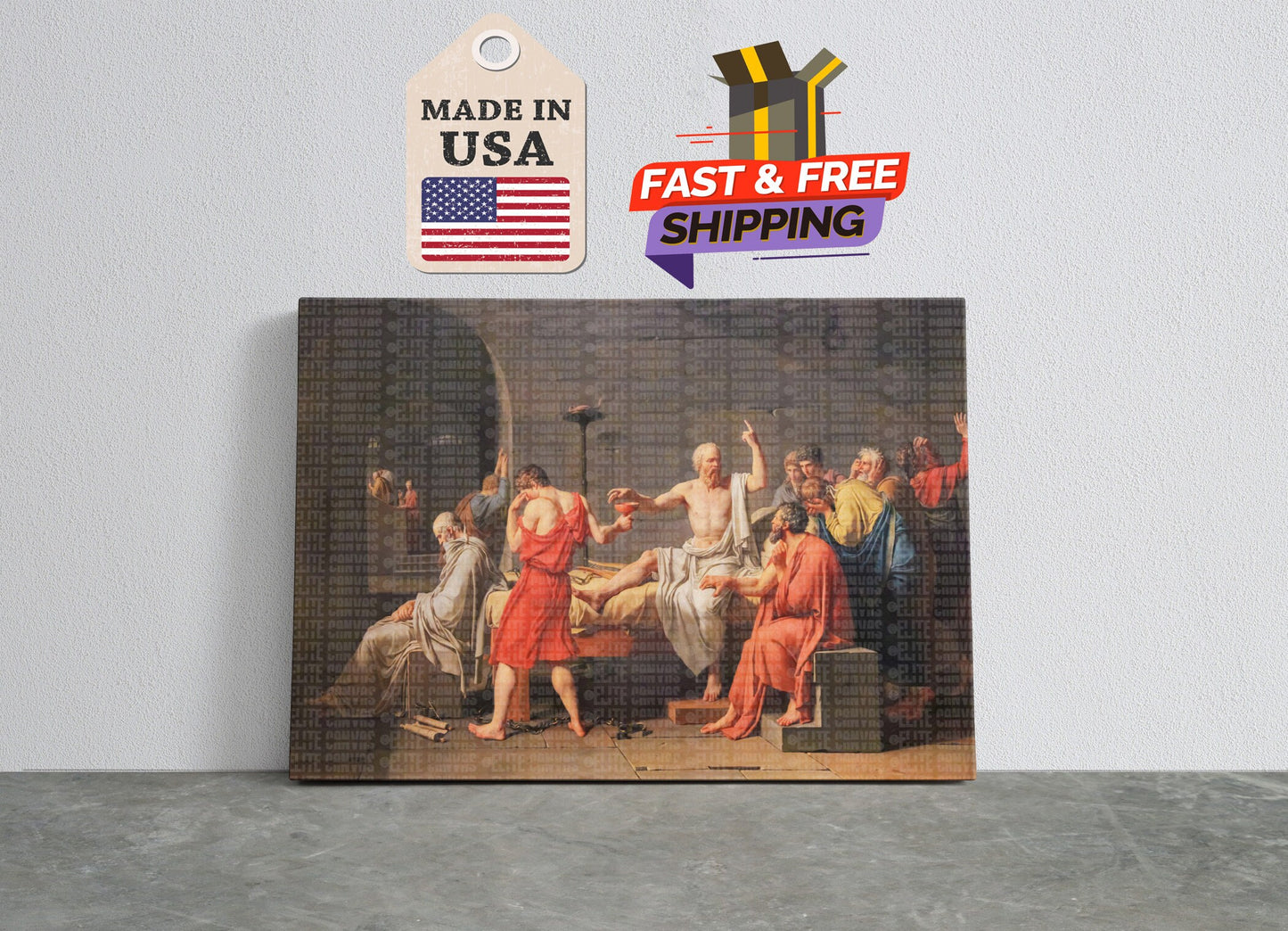 Death of Socrates Canvas | Museum-Quality Art Print by Jacques-Louis David - Ready to Hang