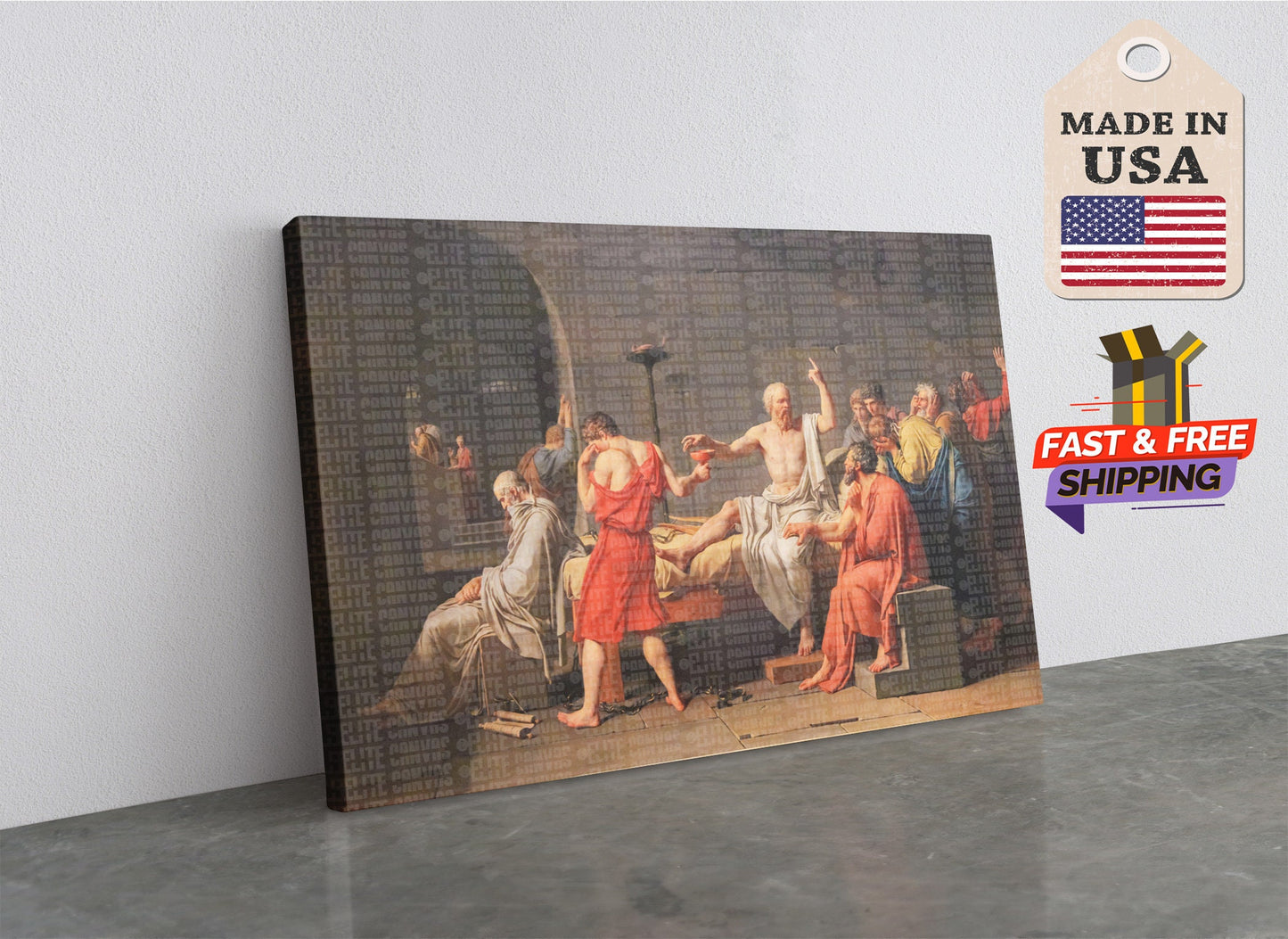 Death of Socrates Canvas | Museum-Quality Art Print by Jacques-Louis David - Ready to Hang