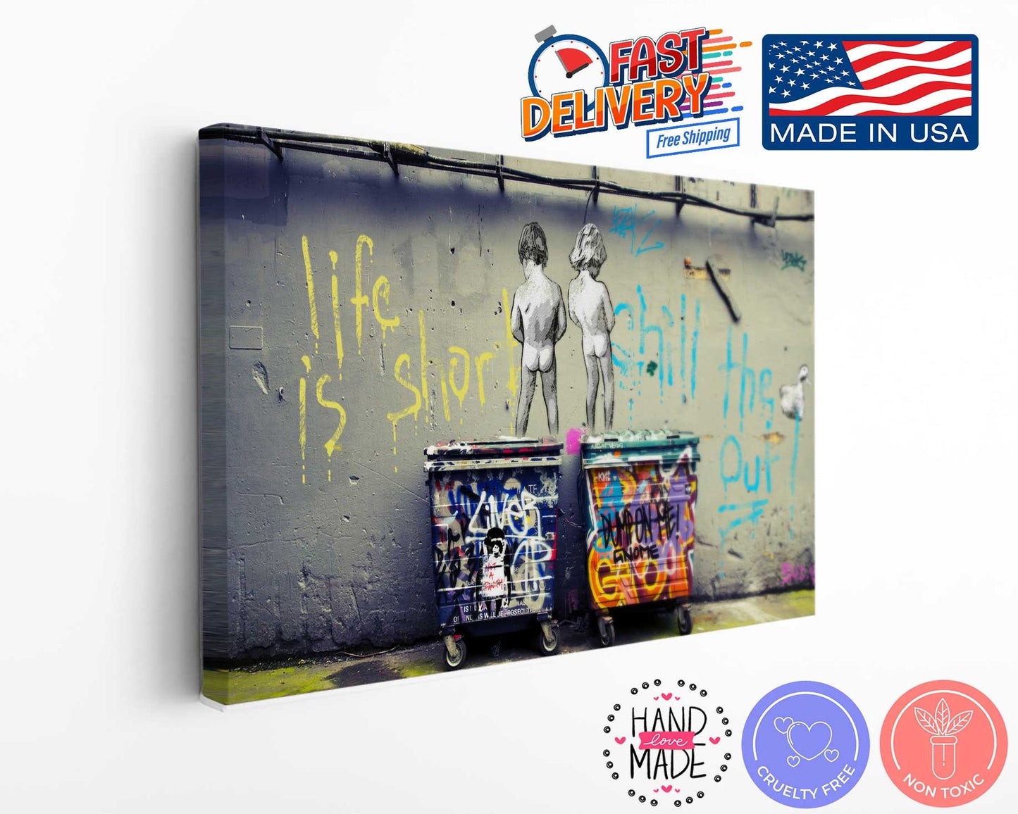 Banksy Canvas Print | Museum Quality Pee Boys Canvas with Urban Art Decor Appeal