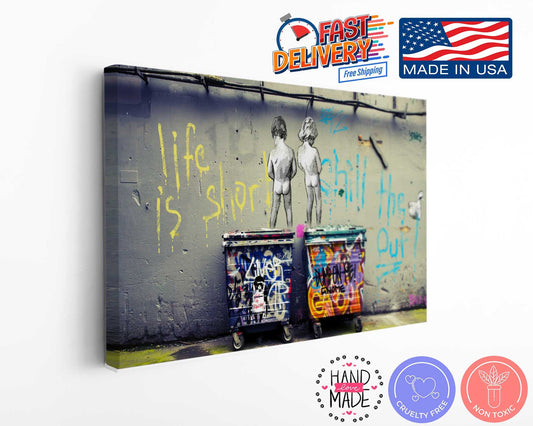 Banksy Canvas Print | Museum Quality Pee Boys Canvas with Urban Art Decor Appeal