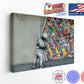 Banksy Canvas Print – Kid Peeking Graffiti Art on Museum Quality Canvas