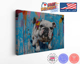 Bulldog Canvas Print - Motivational Dog Wall Art | Graffiti Art Print Ready to Hang