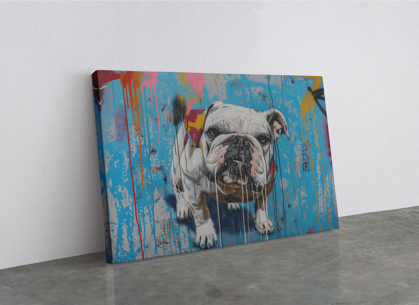 Bulldog Canvas Print - Motivational Dog Wall Art | Graffiti Art Print Ready to Hang