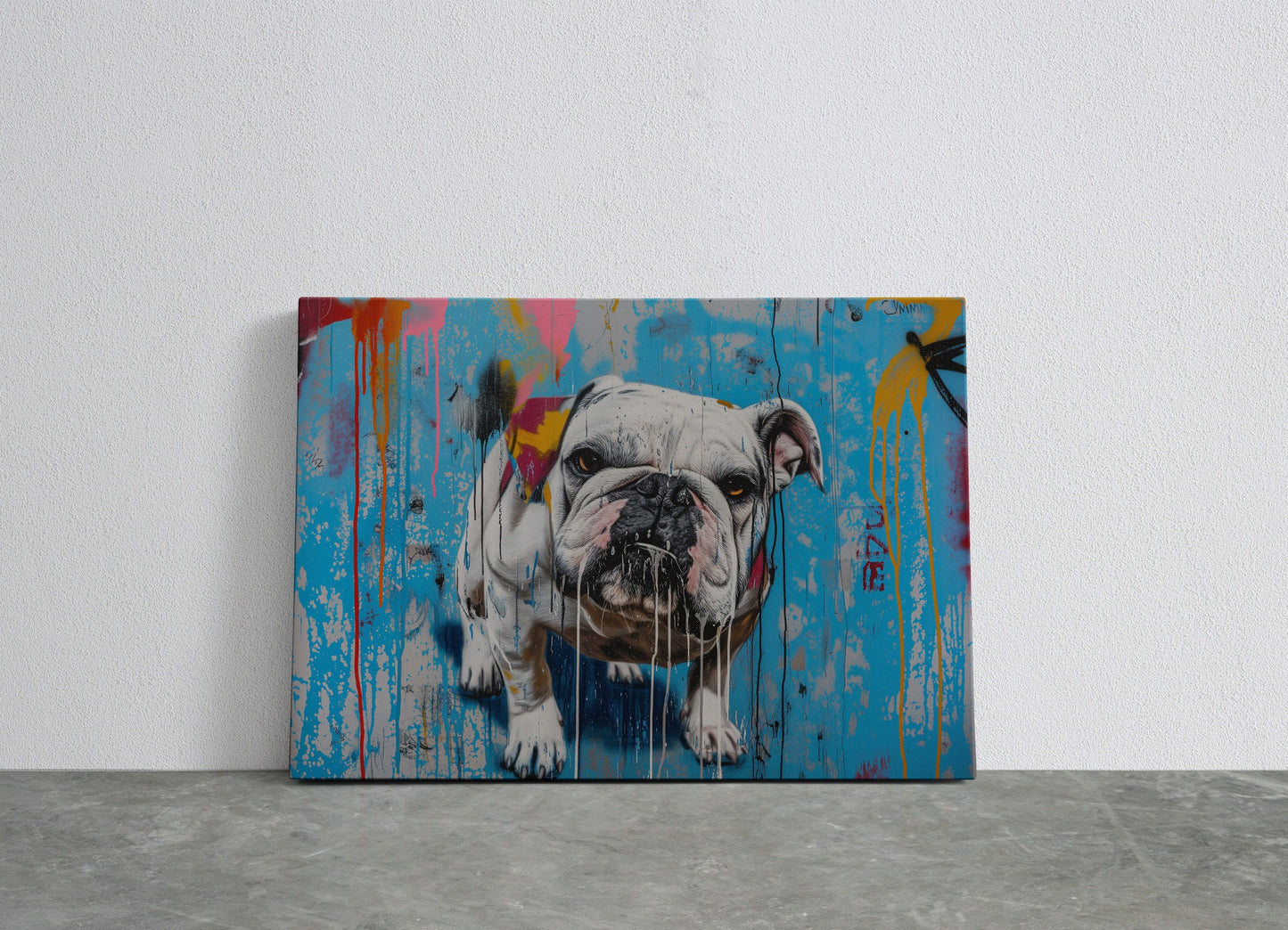 Bulldog Canvas Print - Motivational Dog Wall Art | Graffiti Art Print Ready to Hang