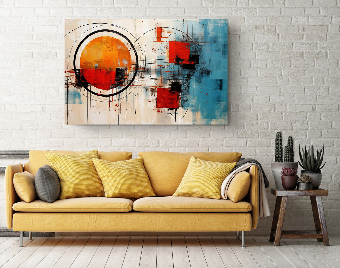 Abstract Canvas Print - Large Orange Blue Art | Modern Wall Art, Ready To Hang