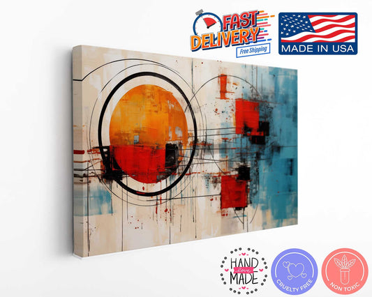 Abstract Canvas Print - Large Orange Blue Art | Modern Wall Art, Ready To Hang