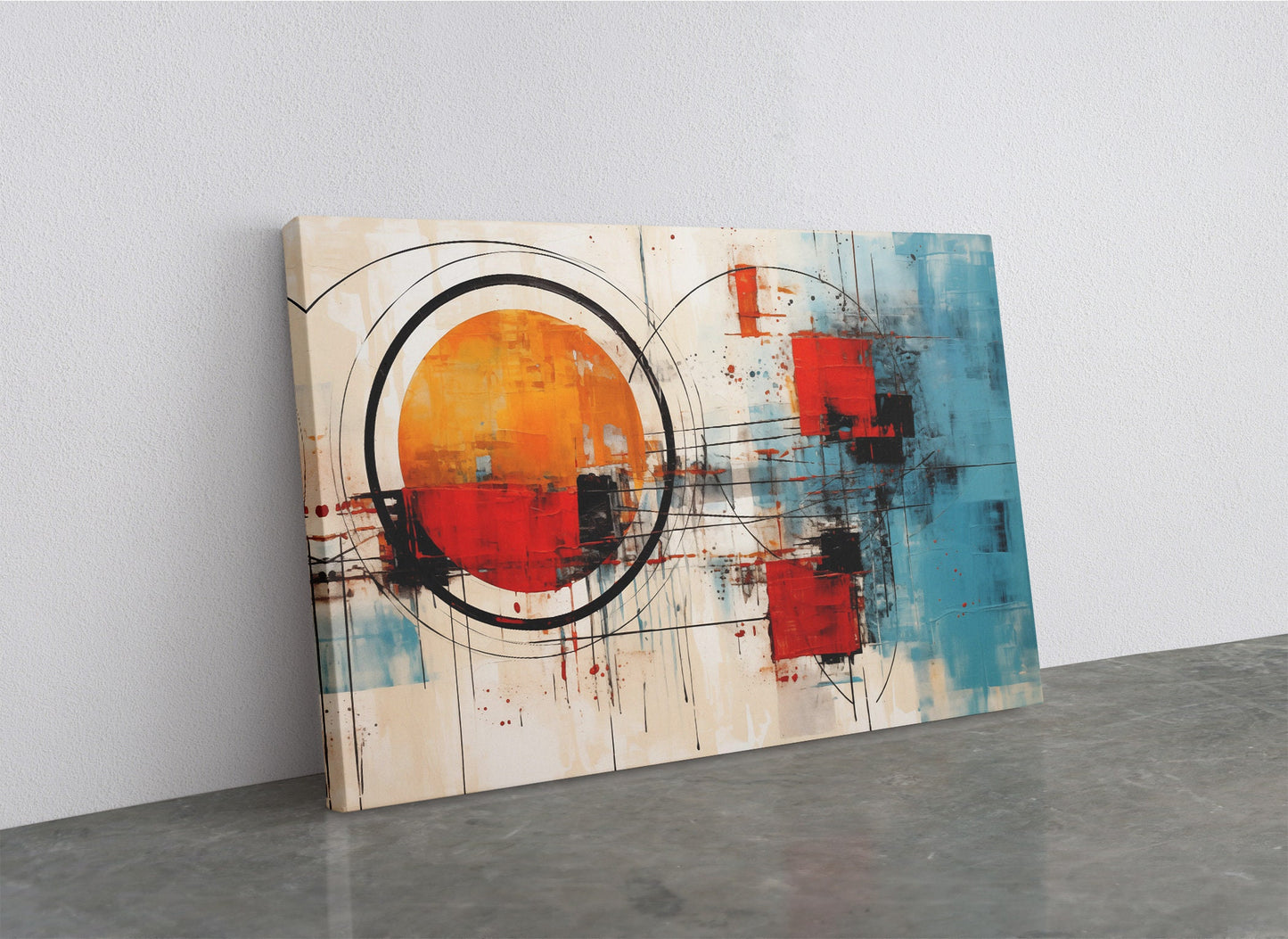 Abstract Canvas Print - Large Orange Blue Art | Modern Wall Art, Ready To Hang