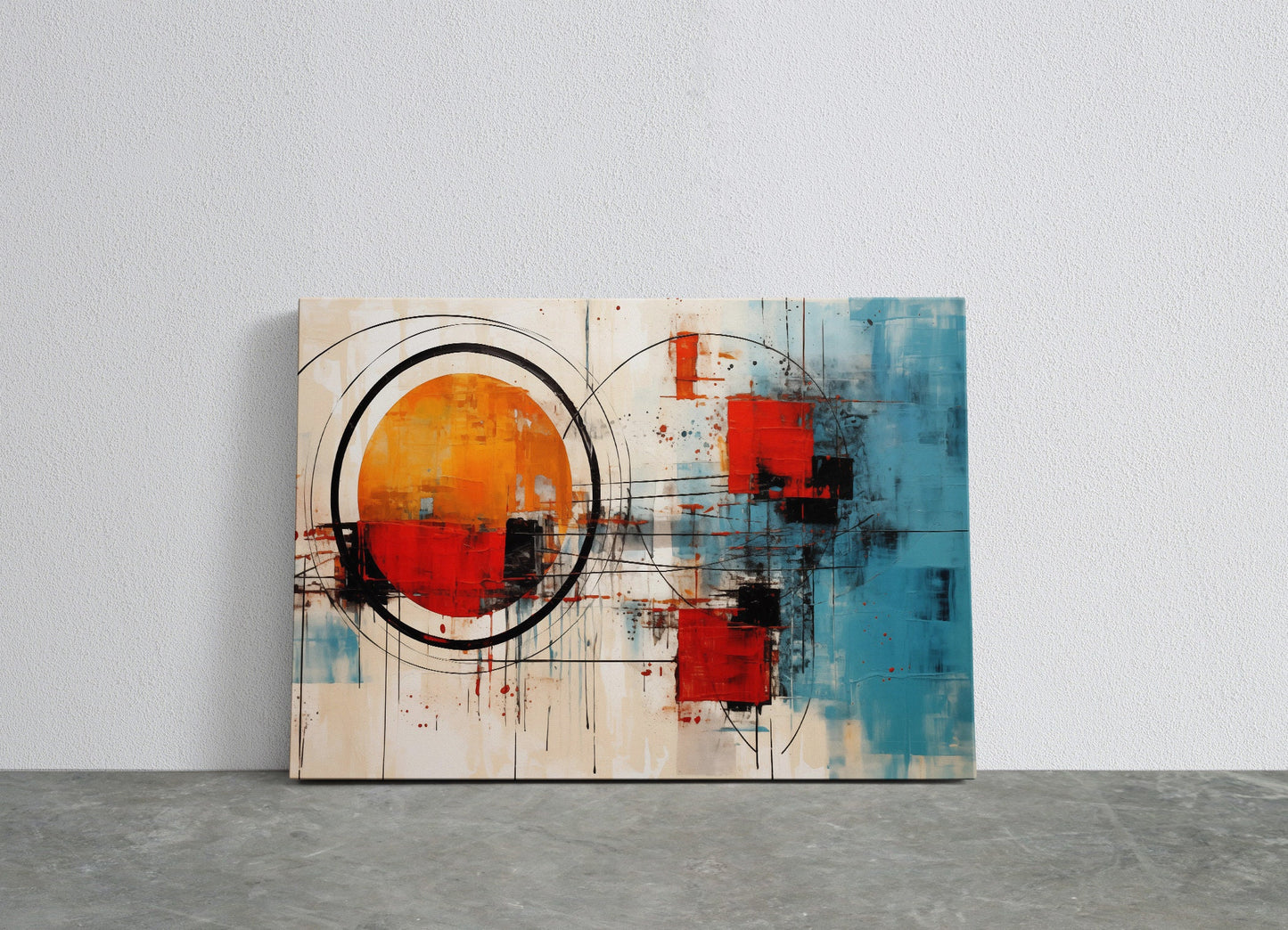 Abstract Canvas Print - Large Orange Blue Art | Modern Wall Art, Ready To Hang