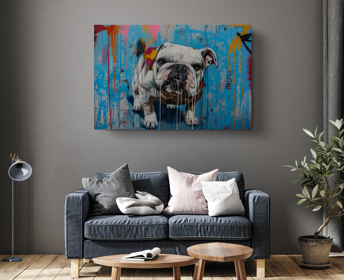 Bulldog Canvas Print - Motivational Dog Wall Art | Graffiti Art Print Ready to Hang
