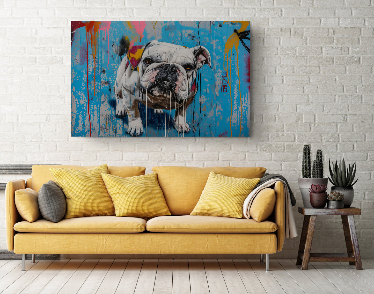Bulldog Canvas Print - Motivational Dog Wall Art | Graffiti Art Print Ready to Hang
