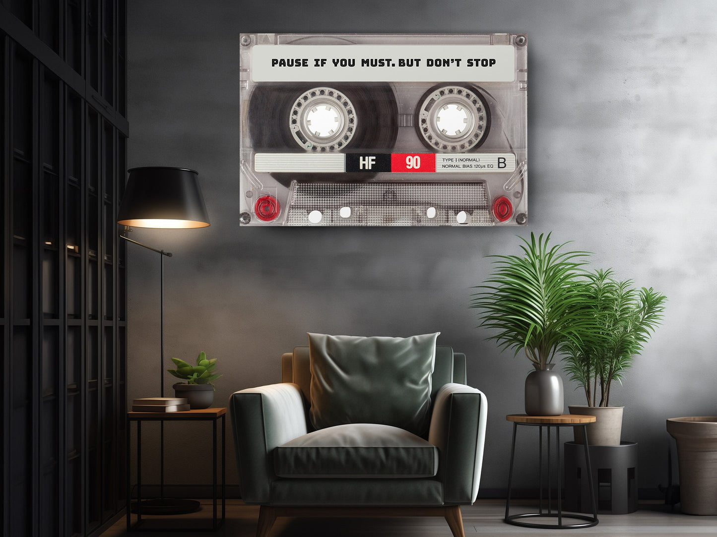 Motivational Canvas Print – Cassette Tape Decor | Inspirational Art Print Wall
