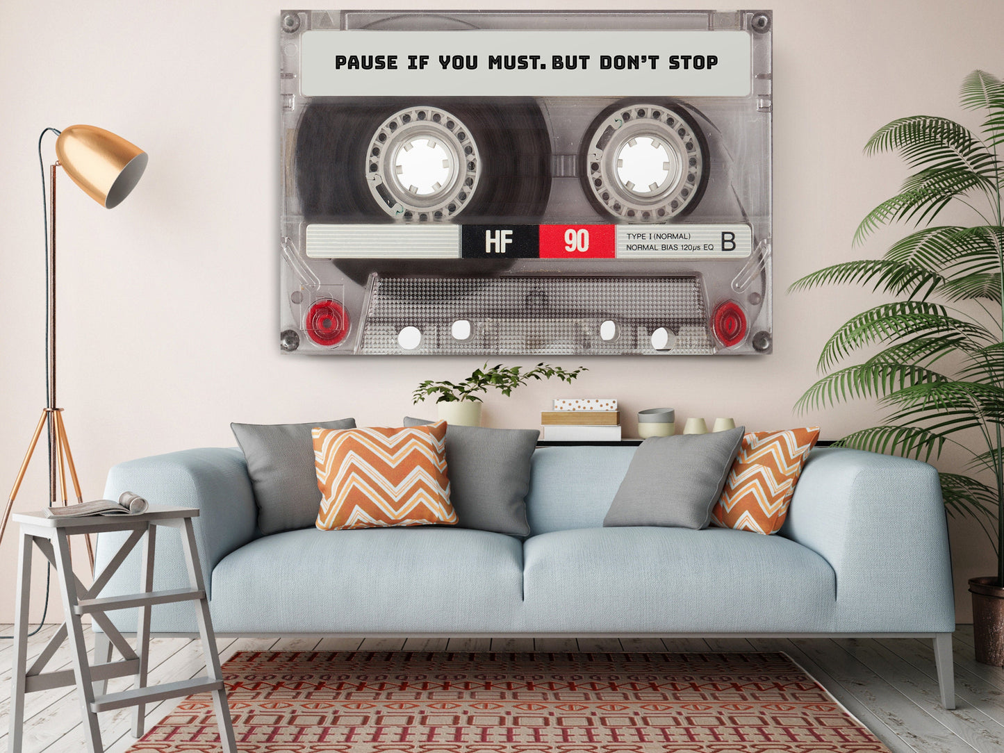 Motivational Canvas Print – Cassette Tape Decor | Inspirational Art Print Wall