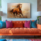 Horse Oil Painting - Galloping Brown Horse Canvas Art Print | Museum Quality